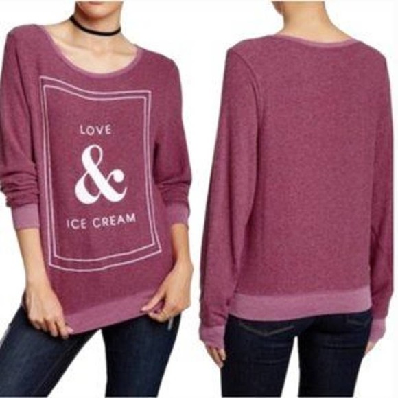 Wildfox Womens Love & Ice Cream Sweatshirt Crew Neck Long Sleeve Size XS Purple - Picture 1 of 6